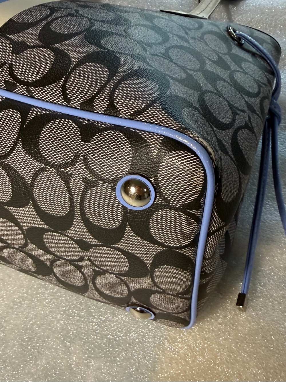 Coach Signature Tote in Black, Blue and Cream - Picture 6 of 12